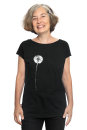 Frauenshirt Kenia Fair Trade Raglan Pusteblume schwarz