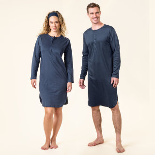 Unisex Retro-Nachthemd Dominique dark navy